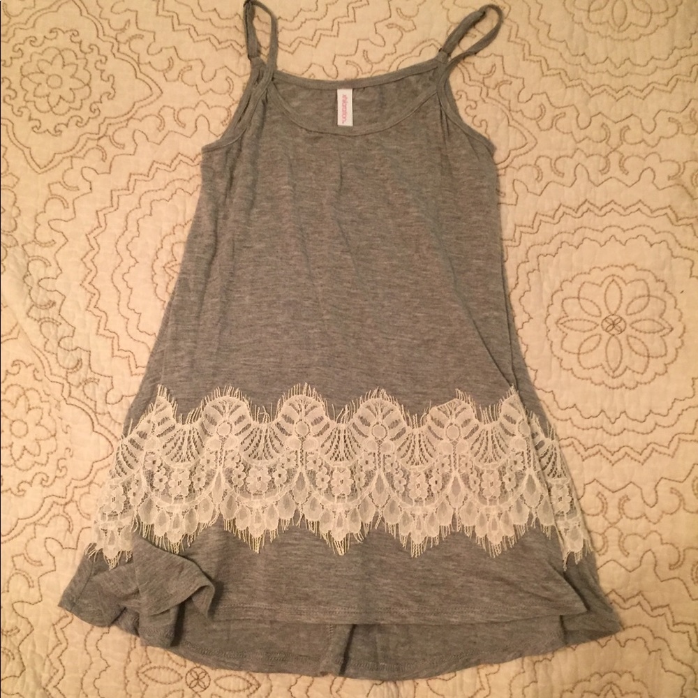 Grey Tank with Lace Detail